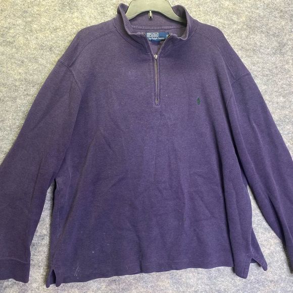 Polo Ralph Lauren 1/4 Zip Sweater Mens Adult‎ XL Blue Pullover Casual Green Logo - Picture 1 of 10